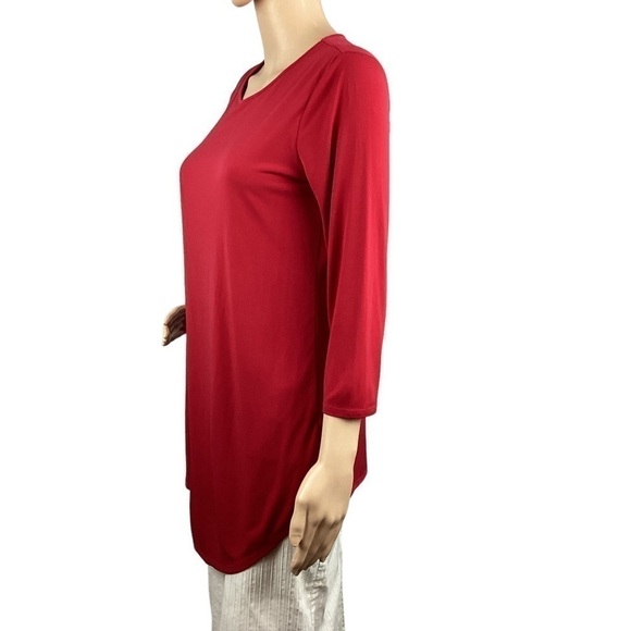 Chico's Tunic Top Size S Red 3/4 Sleeve - Picture 4 of 6